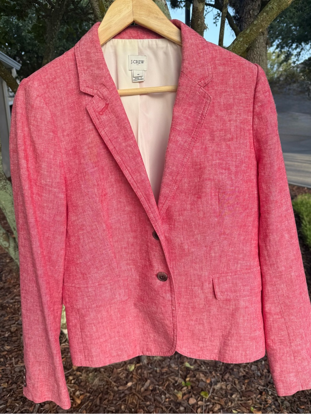 J.Crew Schoolboy Blazer in Linen-Cotton Heathered Red/Pink Women’s 10